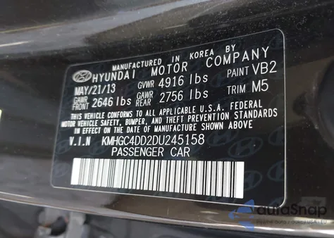 2013 Hyundai Genesis 3.8 z USA, uszkodzony, nr VIN KMHGC4DD2DU245158